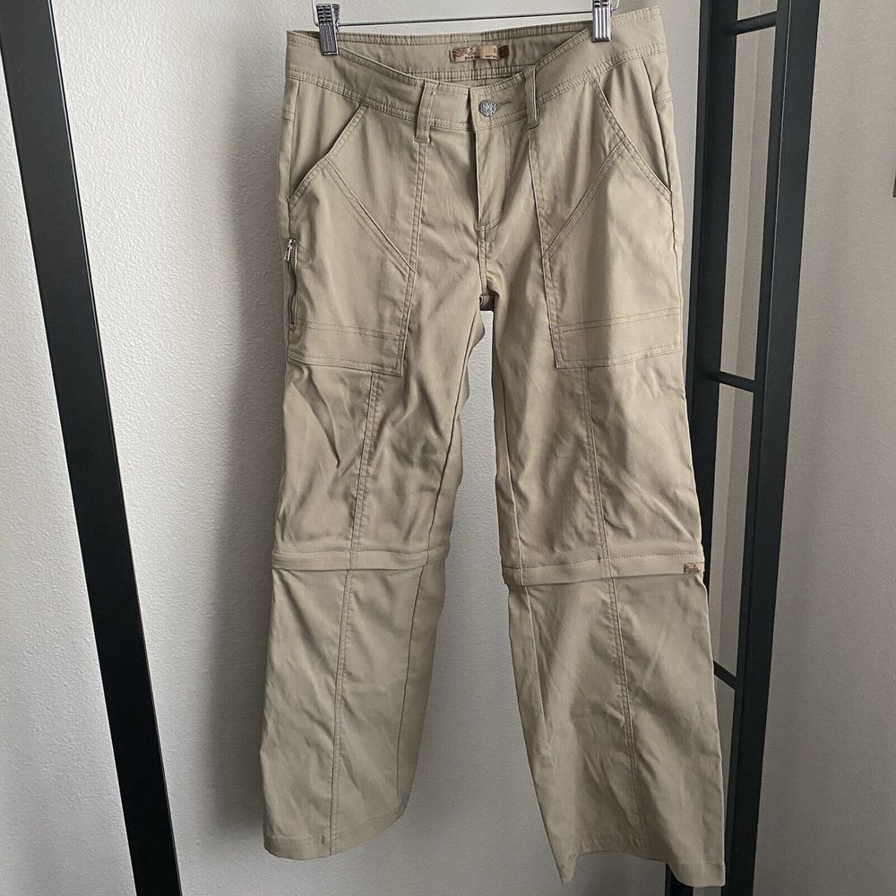 Prana‎ Women's Hiking Pants Convertible Shorts Size 8 Khaki Activewear Outdoor